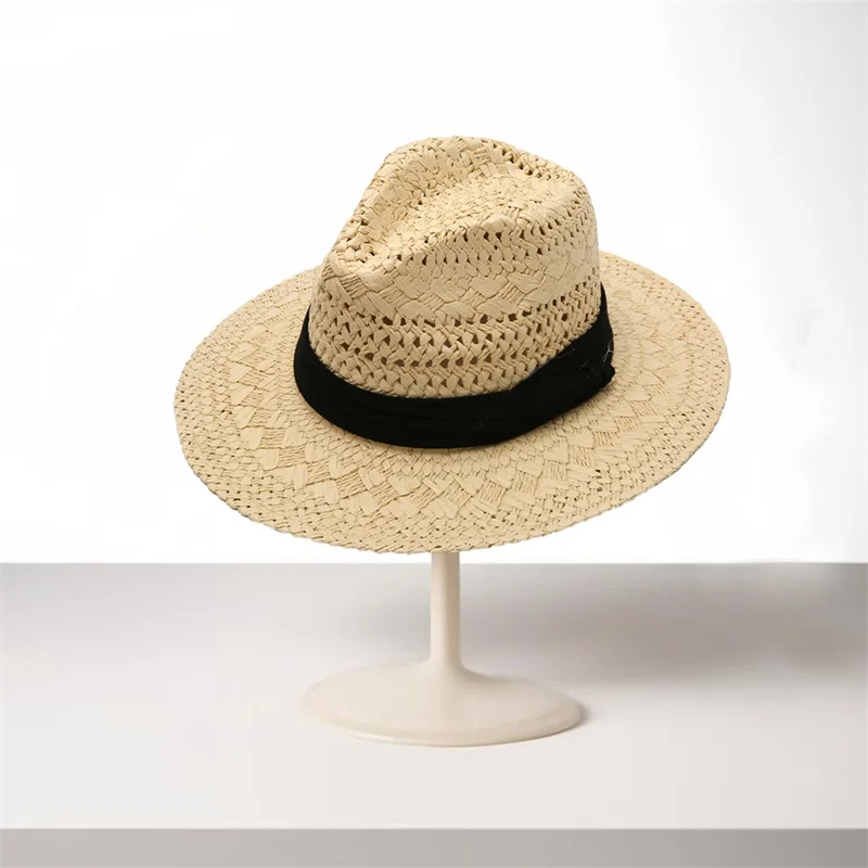 Fashionable Unisex Panama Hat with Breathable Mesh Design and Wide Brim for Outdoor Sun Protection and Style