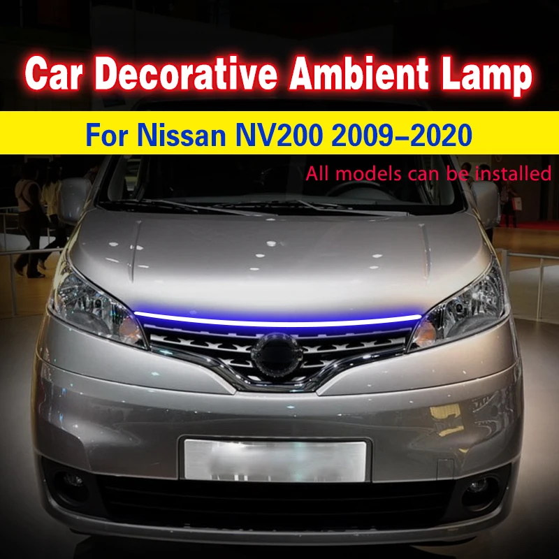 

For Nissan NV200 Car LED Hood Light Dynamic Daytime Running Light Strips Universal Flexible Waterproof 12V DRL Atmosphere Lamp