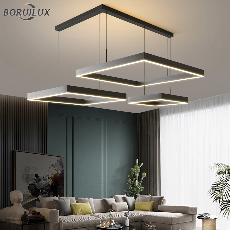 Remote Dimming Simple Black New Modern LED Chandelier Lights Living Dining Room Bedroom Kitchen Flats Bar Lamps Indoor Lighting led chandelier ceiling chandelier led pendant light