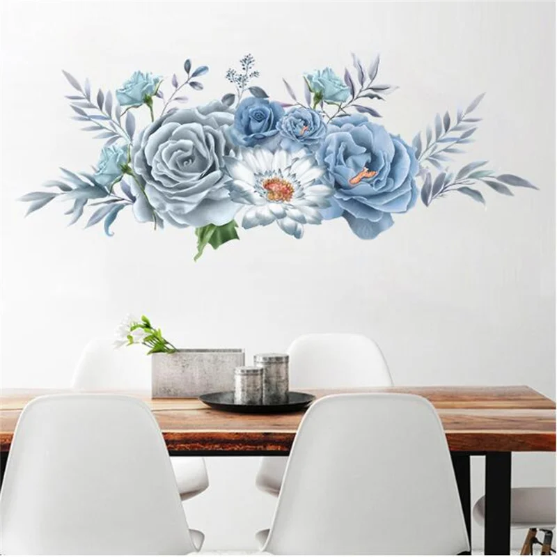 1Pcs Peony Flowers Rich Flower Group Wall Stickers For LivingRoom Sofa Self-Adhesive Painting Home Decoration Wall Decal 30*90CM