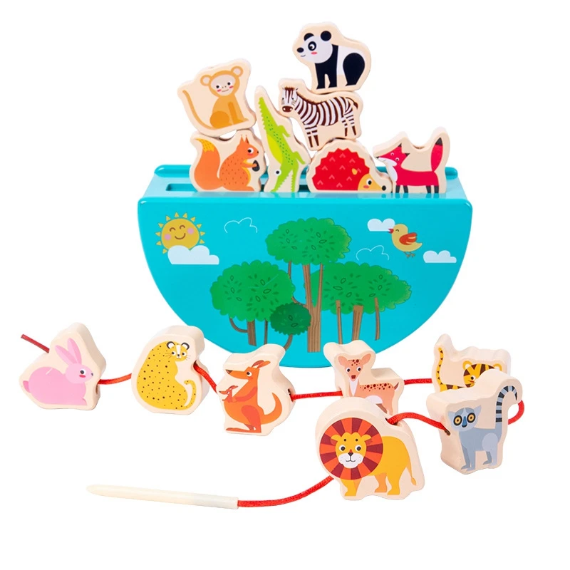 WoodenBabyToyAnimalsBalanceStackedToysWoodenAnimalToyBaby