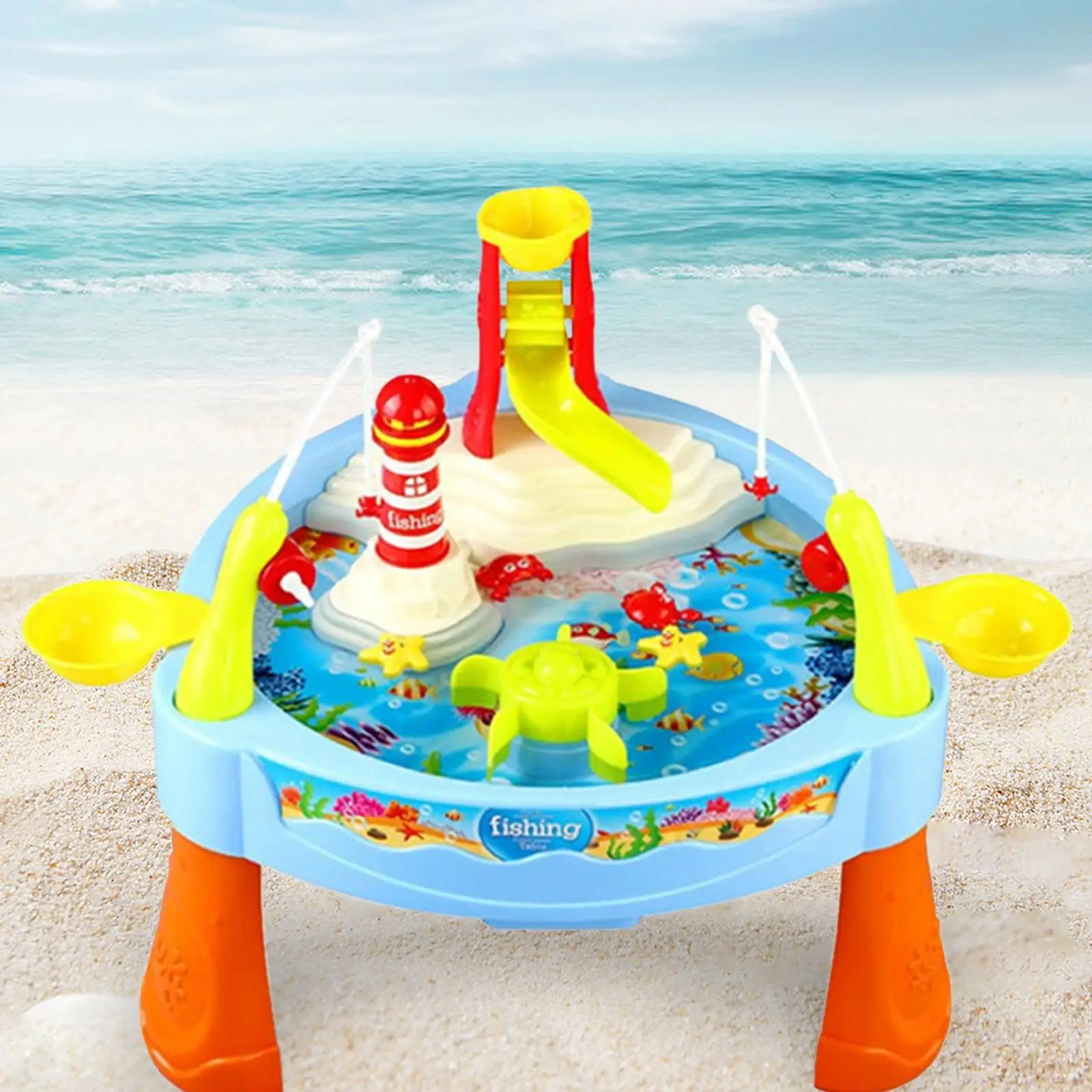 Water Circulating Fishing Game Board Play Set Water Table Toys Kids Fishing Toys for Outside Outdoor Backyard Children Age 1-3 4