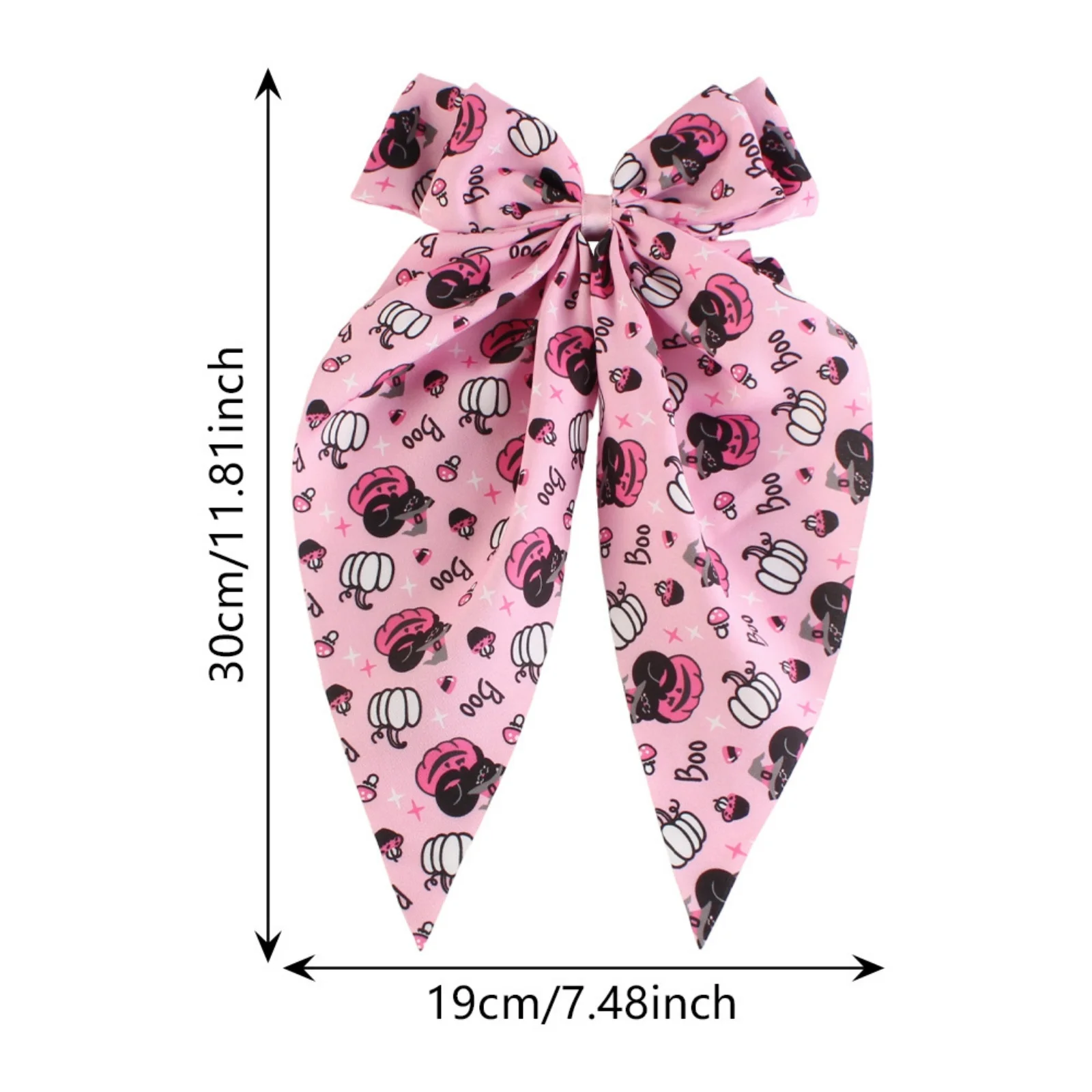 1PC Cute Halloween  Themed Bow Hair Clip Adorable Pumpkin & Ghost Patterns, Large Satin Bow for Girls, Perfect Festive Accessory