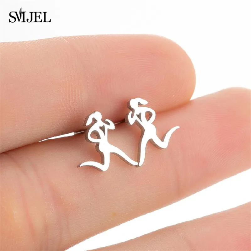 Goldene koreanische Edelstahl-Geometrie-Ohrringe für Damen, modisch, 2025, Schmuck, Yoga, Laufen, Skates, Ohrstecker, Fitness-Geschenk – Detail 30
