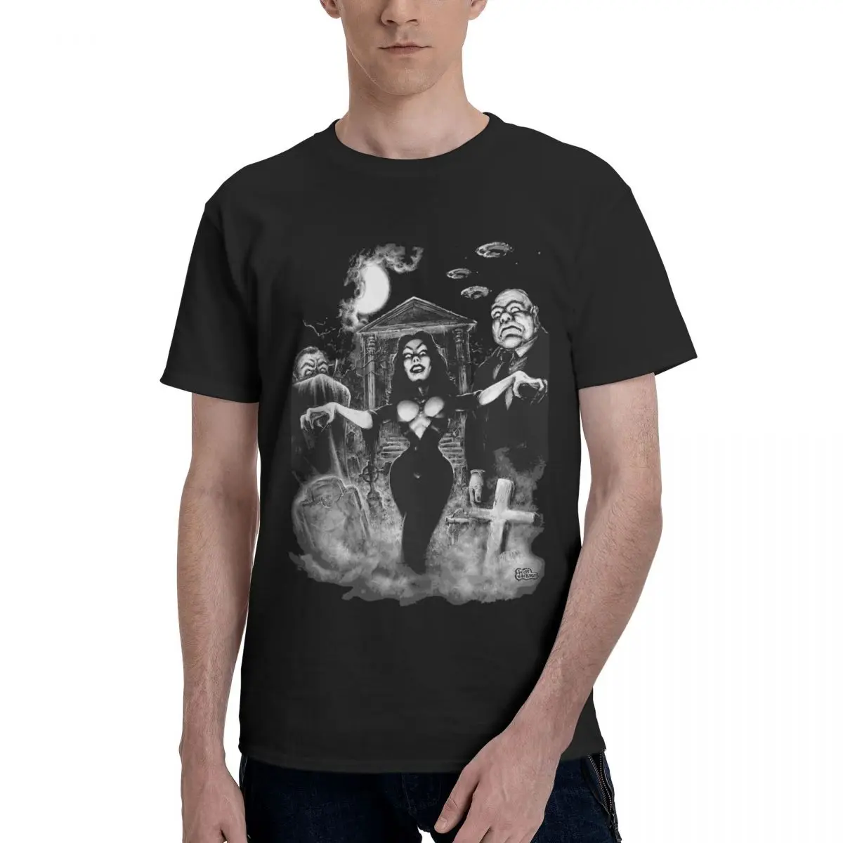 

Zombies Men's Cotton T-shirt Horror Of Dracula Short Sleeve Vintage Y2k Style Graphic Harajuku Custom T shirt