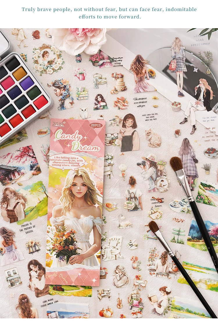 JIANQI 20 Stück Charakter Landschaft Aufkleber Buch Alte selbstklebende Diy Scrapbooking Tagebuch Album Zubehör Diy Junk Journal Supplies – Detail 2