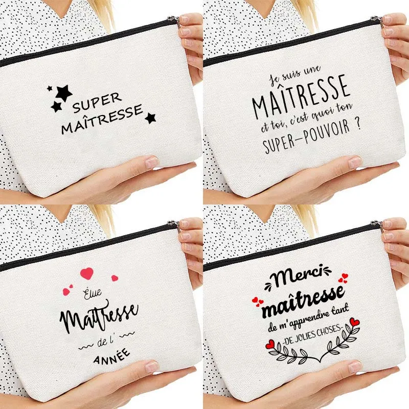 

Косметичка с французским принтом для женщин, дорожный органайзер для туалетных принадлежностей, женская сумочка для хранения, подарок для учителя