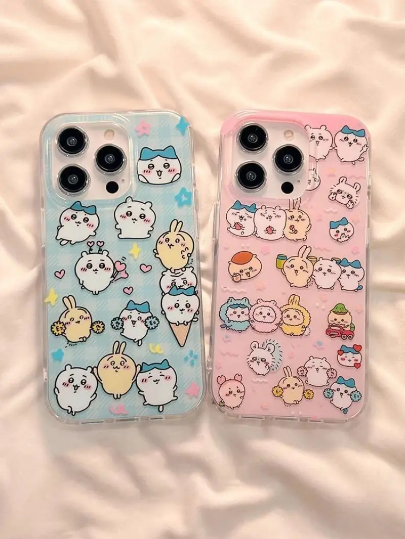 

Kawaii ChiikawaS чехол для телефона мультяшный аниме печать пара Мягкий чехол для телефона iPhone 15 promax 1413/1211