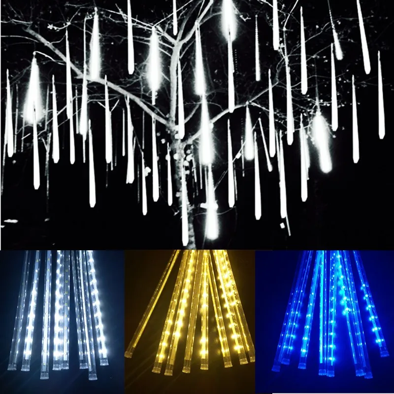 

32/24/16/8 Tubes LED Meteor Shower Fairy String Garland Curtain Lights Christmas Decor Outdoor Wedding Street Garden Decor 2024