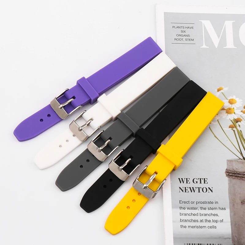 

Ремешок силиконовый для наручных часов, водонепроницаемый спортивный резиновый браслет с пряжкой, 14 мм, аксессуары для часов