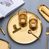 Stainless Steel European Oval Gold Tray Thickened Western Food Dessert Single Layer Flat Tray Jewelry Item Multi-Purpose Storage 5