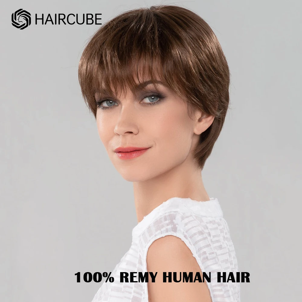 haircube-short-human-hair-wigs-for-women-natural-straight-layered-style-wig-pixie-cut-brown-wig-with-bangs-100-remy-human-hair