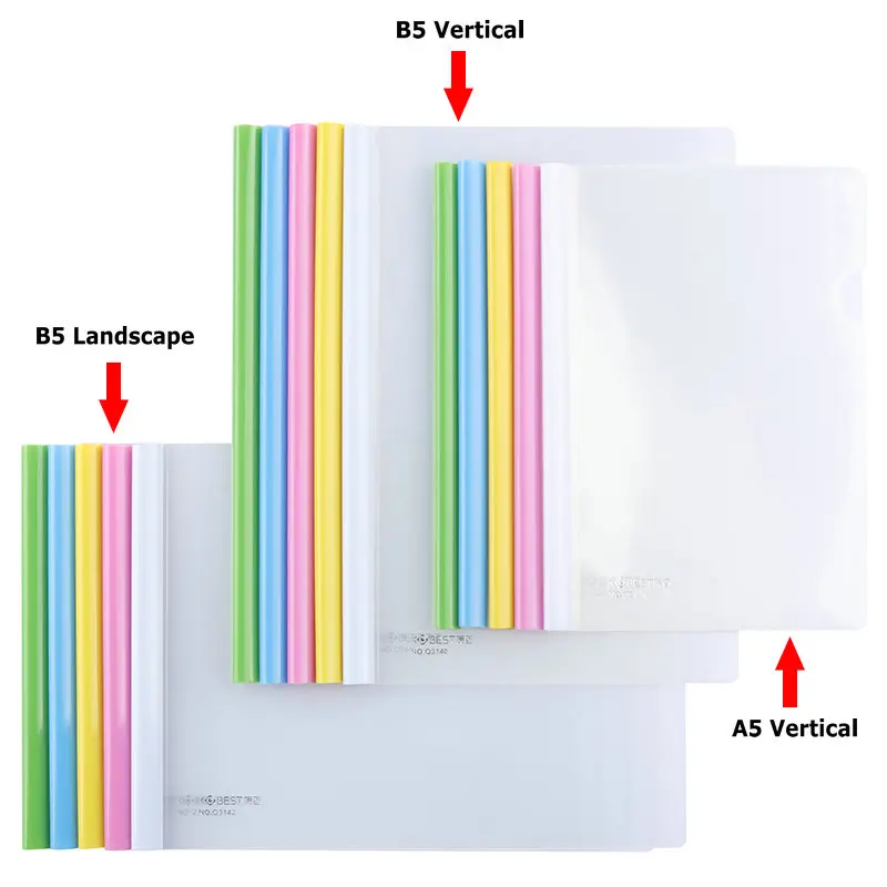10pcs Draw Rod Folder A5 Clear Plastic Paper Folder B5 Document Organizer Pull Rod Report Cover For Office