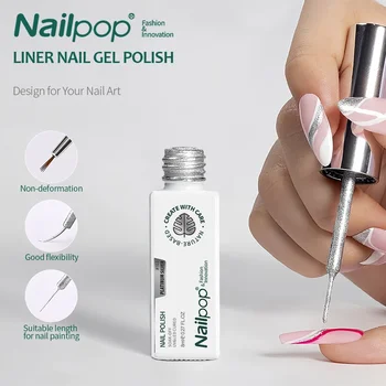 NAILPOP Gel Smalto per unghie Liner 8ML 5 colori Nail Art Paint Gel per punte francesi Swirls Manicure fai da te Soak Off UV Cure con pennello 1