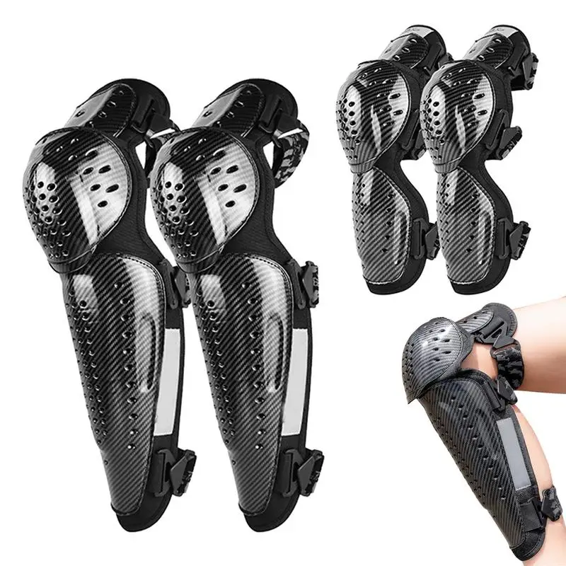 

Motocross Knee And Elbow Pads Motorcycle Knee Shin Guards 4 Pieces Knee And Shin Guard Sleeve For Protection Three-Section