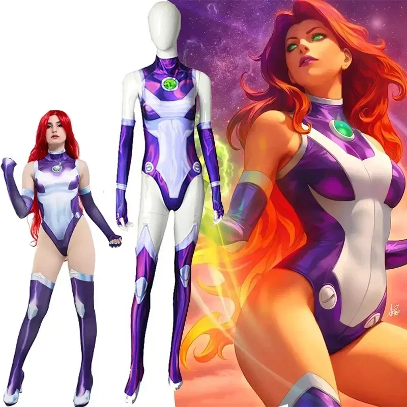 Teen Titans Superhero Starfire Koriand'R Tuta Costume Cosplay Zentai Body Costume Di Carnevale Di Halloween Per Donne Ragazze