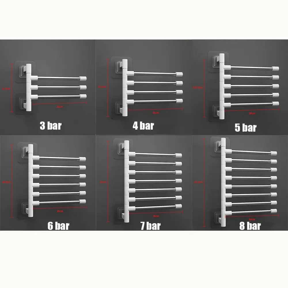 Schwenkbarer Handtuchhalter 180° - 32cm Mit 4 Haken, Bohrfrei Für Bad & Küche