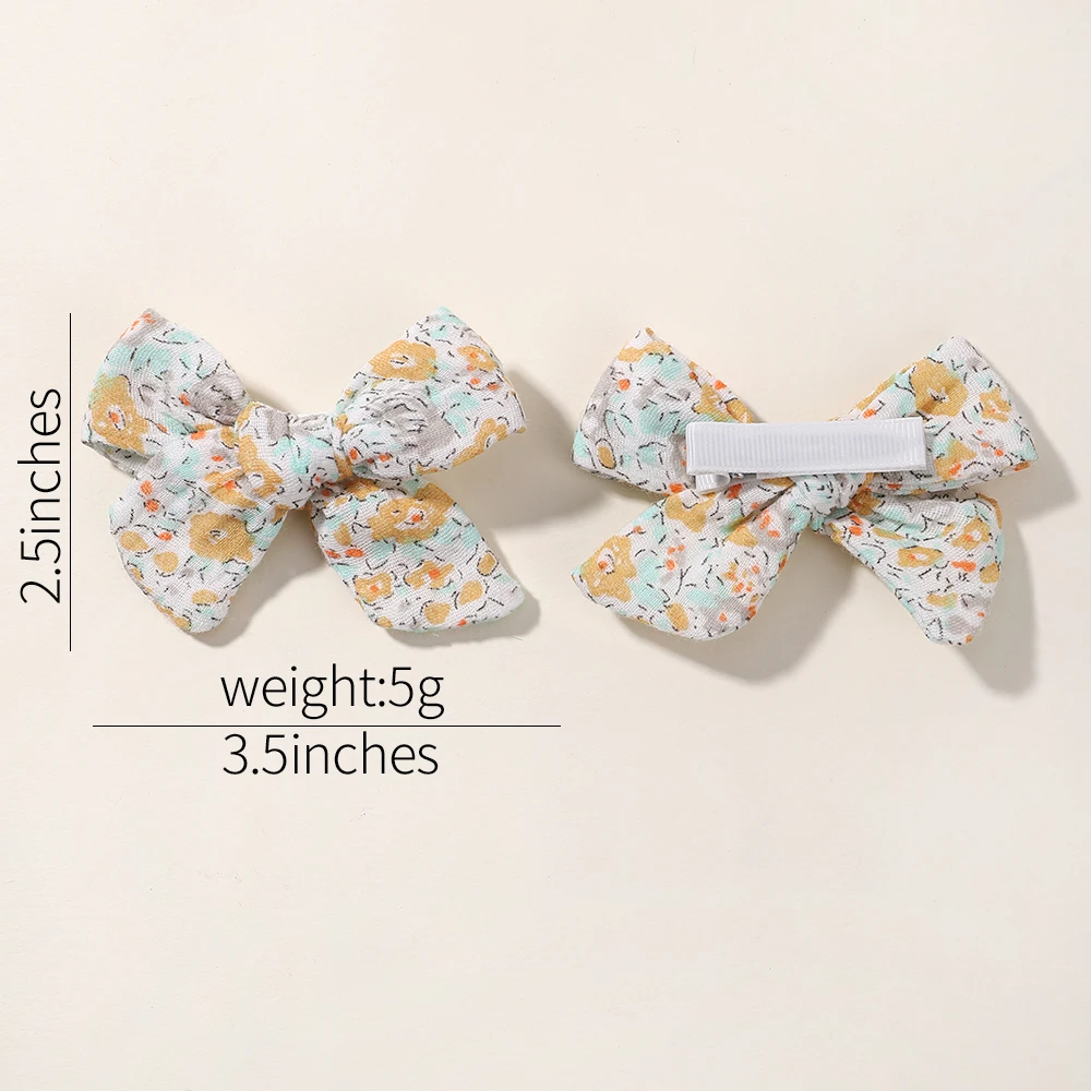 Muslin Baby Girls Bows Hair Clips Hairpins Hairclip 4PCS/Set For Kids Cotton Linen Barrette Flower Print Side Pin Accessories hair clips hair accessories