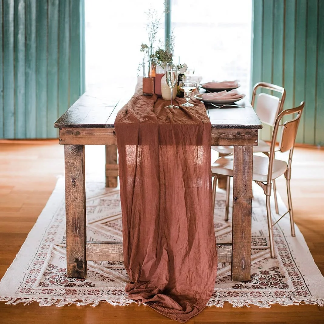 

Retro Rust Gauze Cotton Wedding Table Runner Burr Texture Dining Napkins gift Kitchen Table Decor table runners