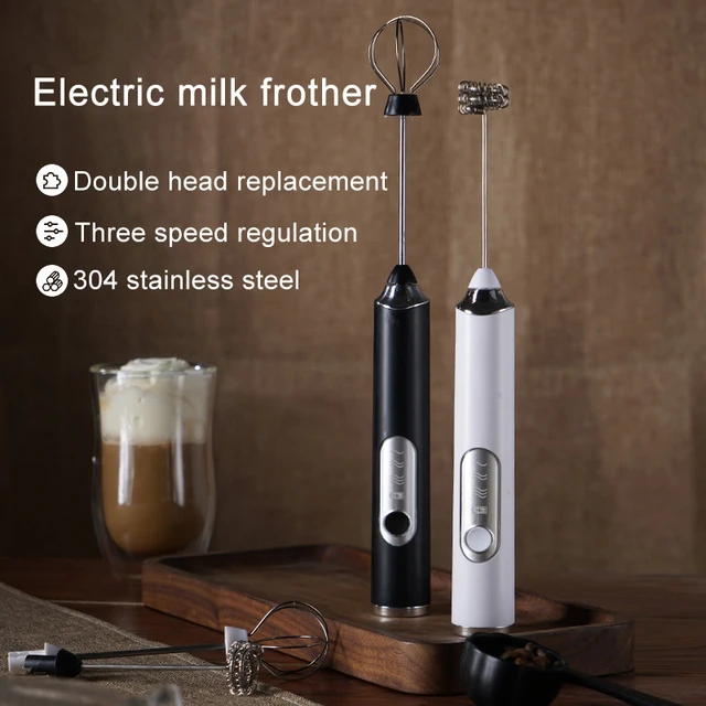 Portable Rechargeable Electric Milk Bubbler Double Headed Hand Held Milk  Whip High Speed Egg Mixer Coffee Bubbler Stick