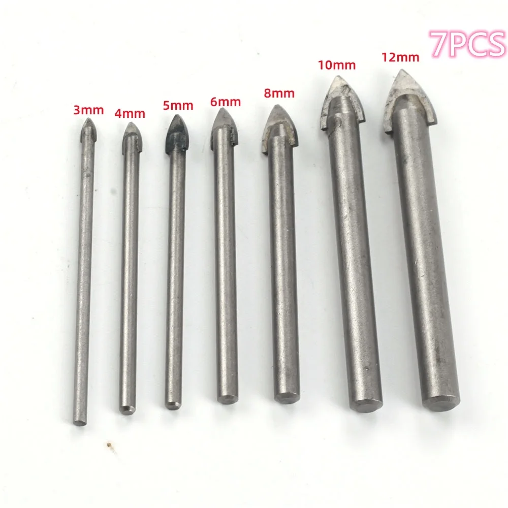 4/6/7pcs Ceramic Tile Drill Bits Set Glass Marble Porcelain Spear Head Spade Drill Bit Set for Ceramic Wall Concrete Hole Opener masonry drill bit 1 4 inch hex shank tile and glass tile drill bit for tile concrete brick wall for porcelain ceramic tile