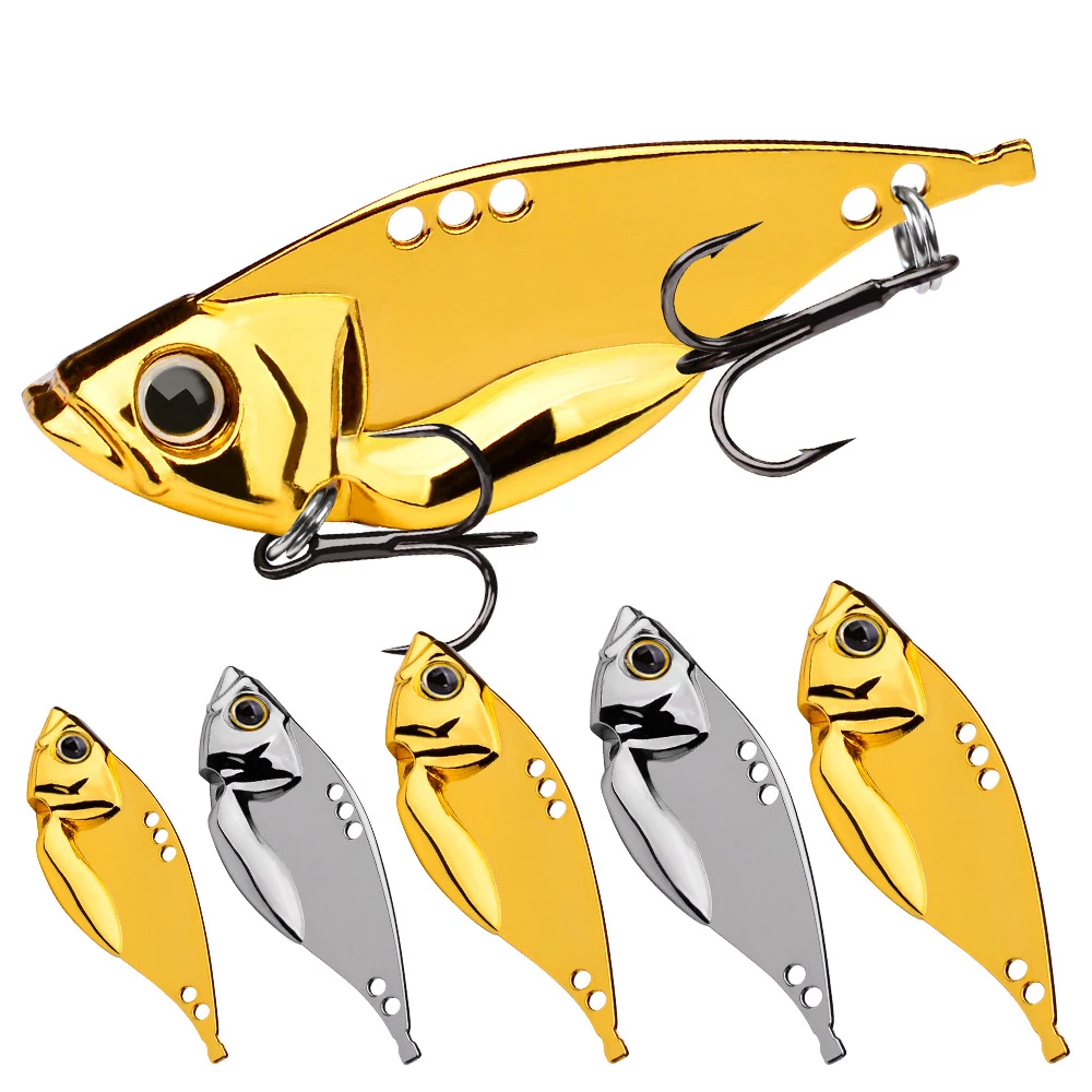 PROBEROS 1pcs Spinner Bait Silvery Gold 5g-7g-10g-15g-20g Metal Lure Sinking VIB Spoon Fishing lure Hard Wobbler dw520