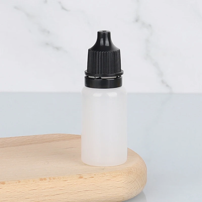 25/50/100Pcs Black Cap Dropper Bottles 10ml Squeezable Eye Liquid Bottle Plastic Eye Liquid Bottle Essential Oil Sample Bottles