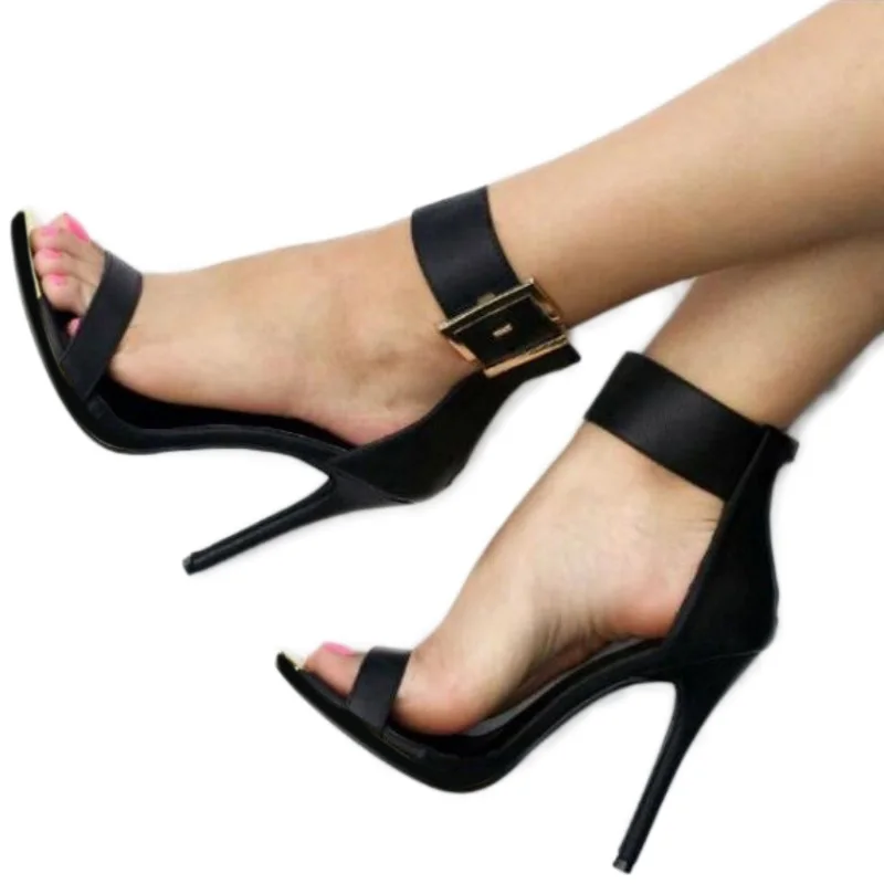 

SHOFOO shoes Fashionable women's high heel sandals. About 12 cm heel height. Ankle buckle strap. Summer women's shoes. Size34-46