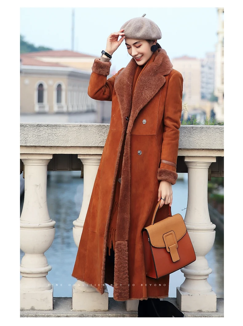 

2023Hot Sale Real Fur Coat Women Sheep Shearling Winter Coat for Womens Clothing Korean Slim Long Wool Coats Manteau Femme XS17D