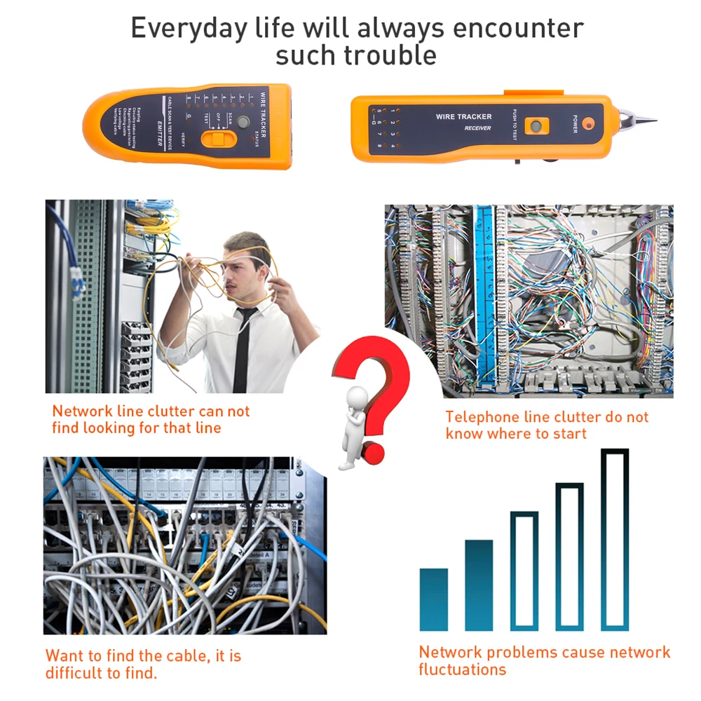 LAN Network Cable Tester Cat5 Cat6 RJ45 UTP STP Line Finder Telephone Wire Tracker Tracer Diagnose Tone Distance Cable Tester