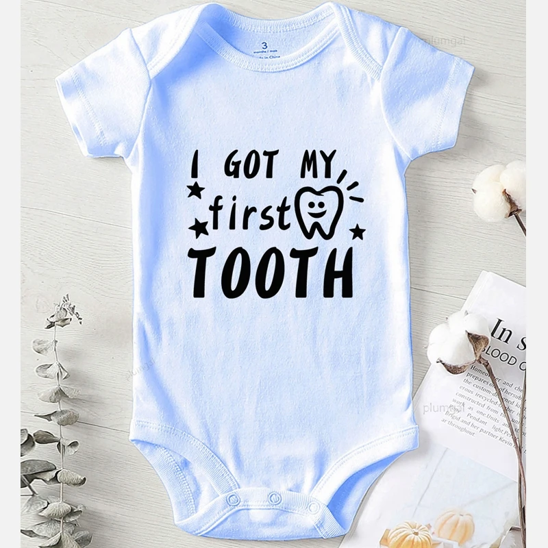 Baby Bodysuits are cool Romper Kids Autumn New Born Baby Clothes Winter Newborn Girl Outfit Clothing for Babies I Got My First First Tooth Print carters baby bodysuits	 Baby Rompers