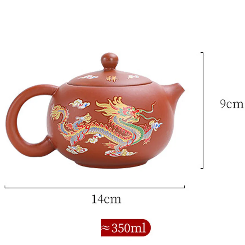 Chinese Style Teapot Change Color When Exposed To Heat, Purple Mud, Kung Fu Household, Pure Handmade, 350ML, Xishi Tea Pots, 1Pc
