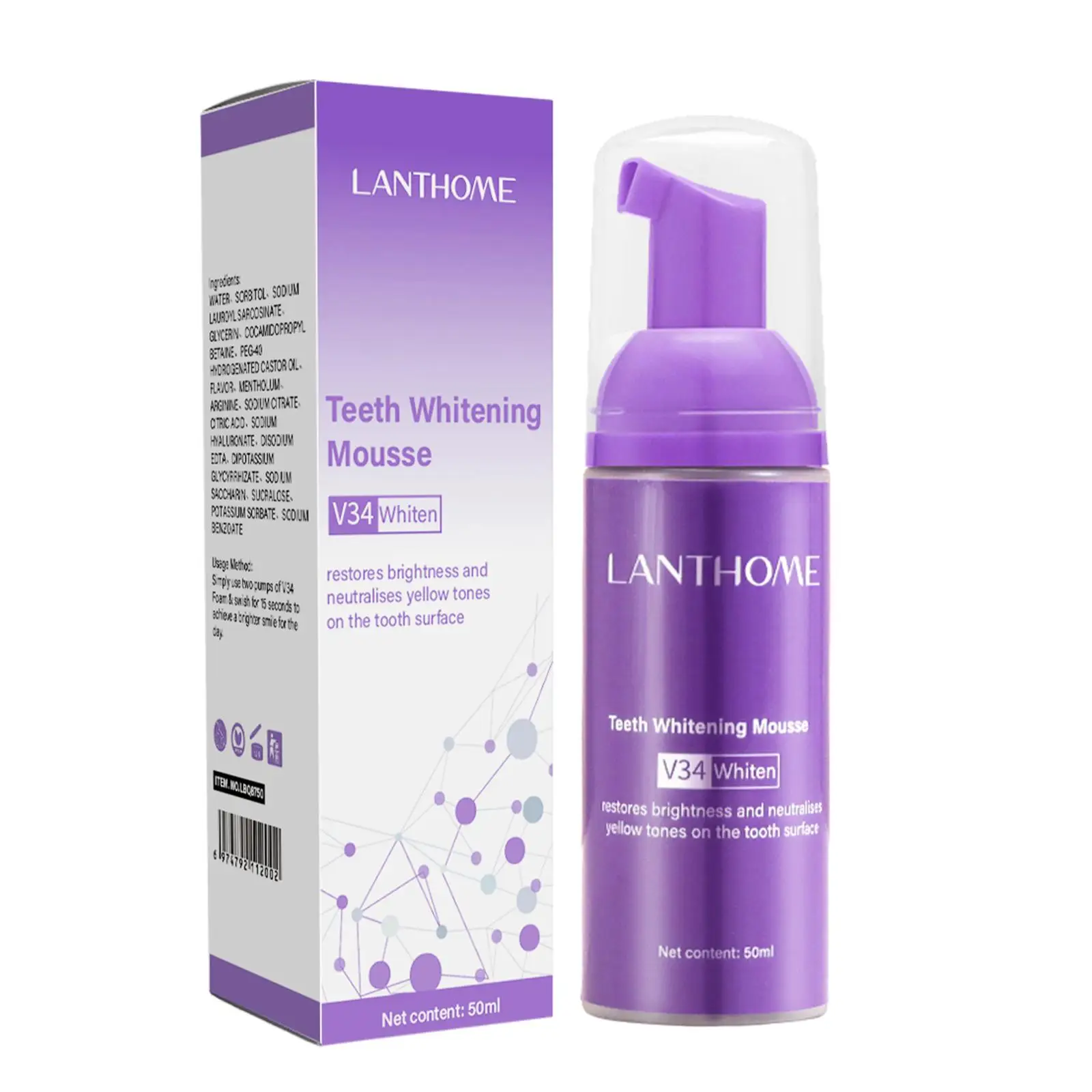 Teeth Whitening Mousse 50ML Remove Stains Fresh Breath Tooth Hygiene Foam Cleaning Oral N8P2