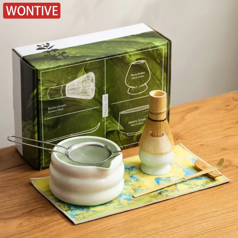 Handmade Matcha Tea Set Tool Stand Kit Bowl Whisk Scoop 4-7pcs
