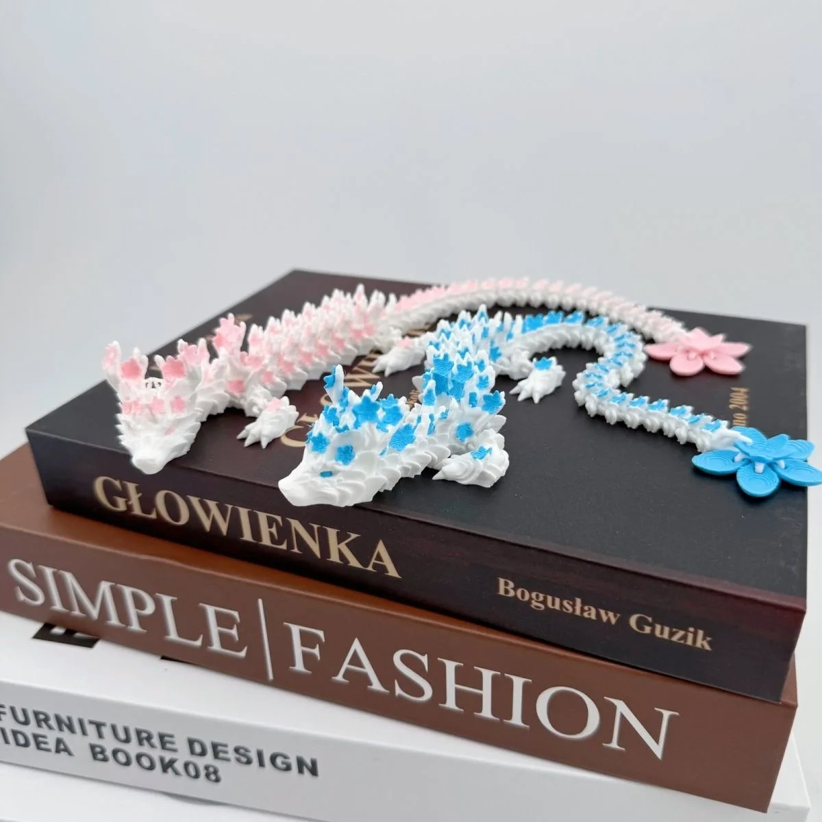 15/25cm 3D Printed Love Cherry Blossom Dragon Movable Joint Dragon Model Gifts Home Office Desktop Ornament Landscape Craft 6