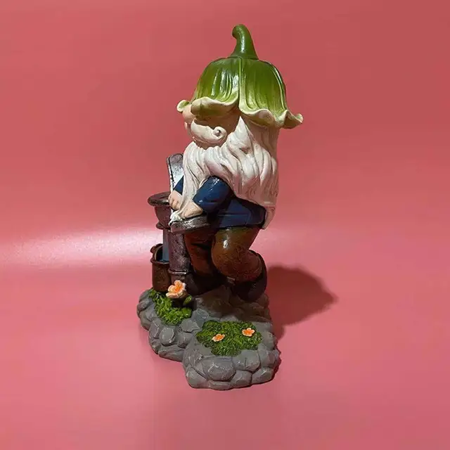 Gyanta Elfs Időskorú Víz Dekoráció Kerti Karakter Szobor Kézműves - Image 5