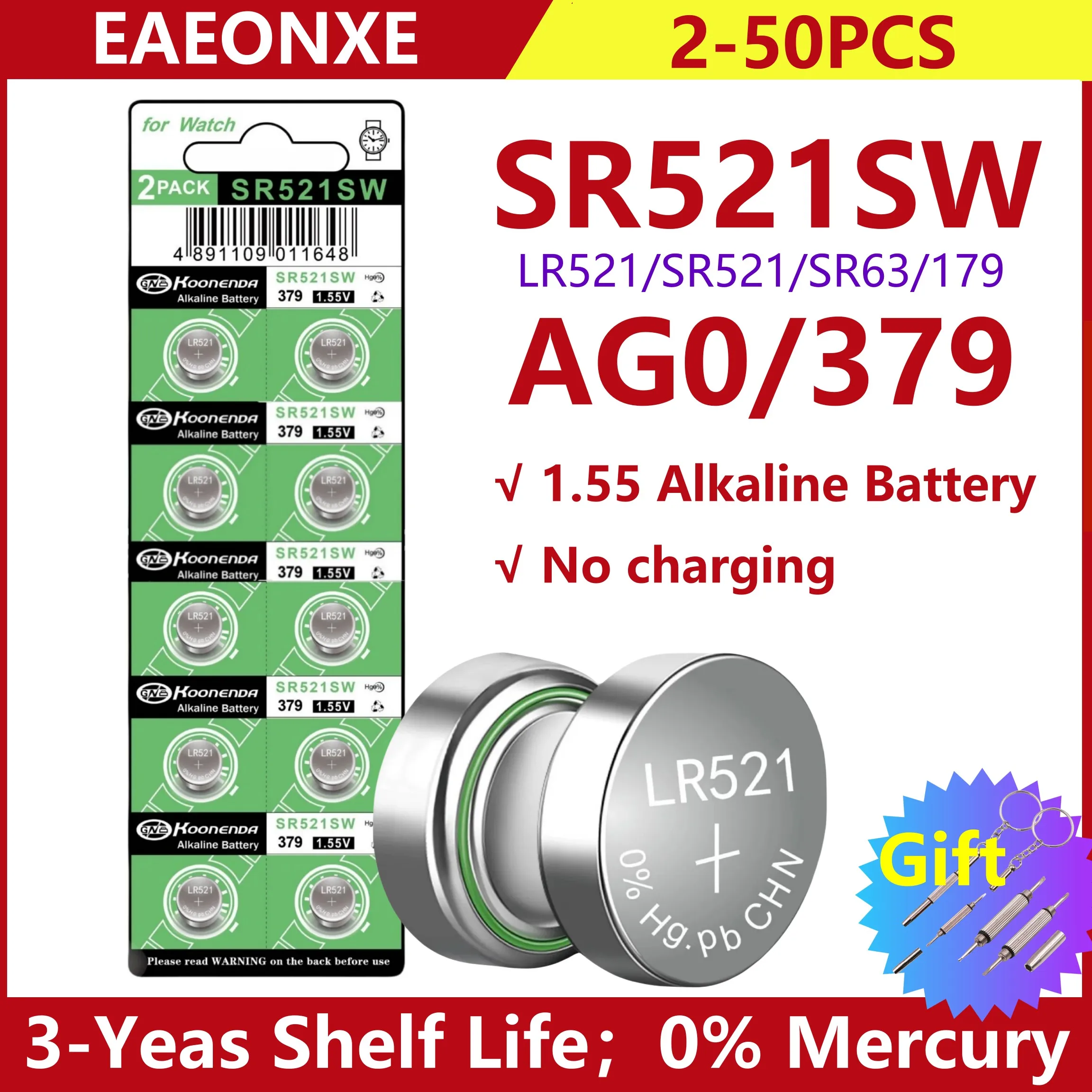 2PCS-50PCS-LR521-AG0-Button-Batteries-SR521SW-379A-379-179-D379-SR63-1 ...