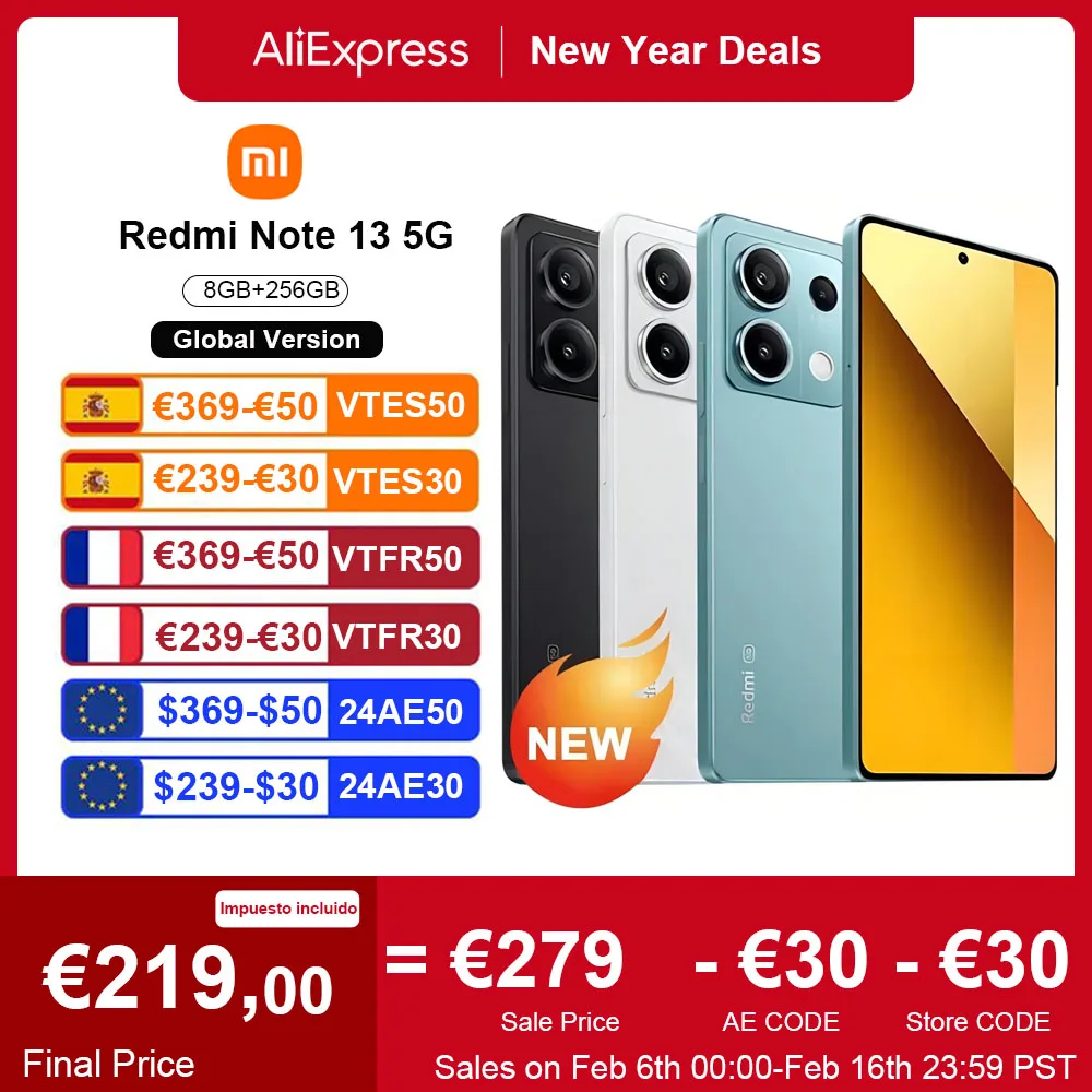 Versione Globale Xiaomi Redmi Note 13 5G 8Gb 256Gb Smartphone Dimensity 6080 120Hz Amoled Dotdisplay 108Mp Fotocamera 33W Nfc