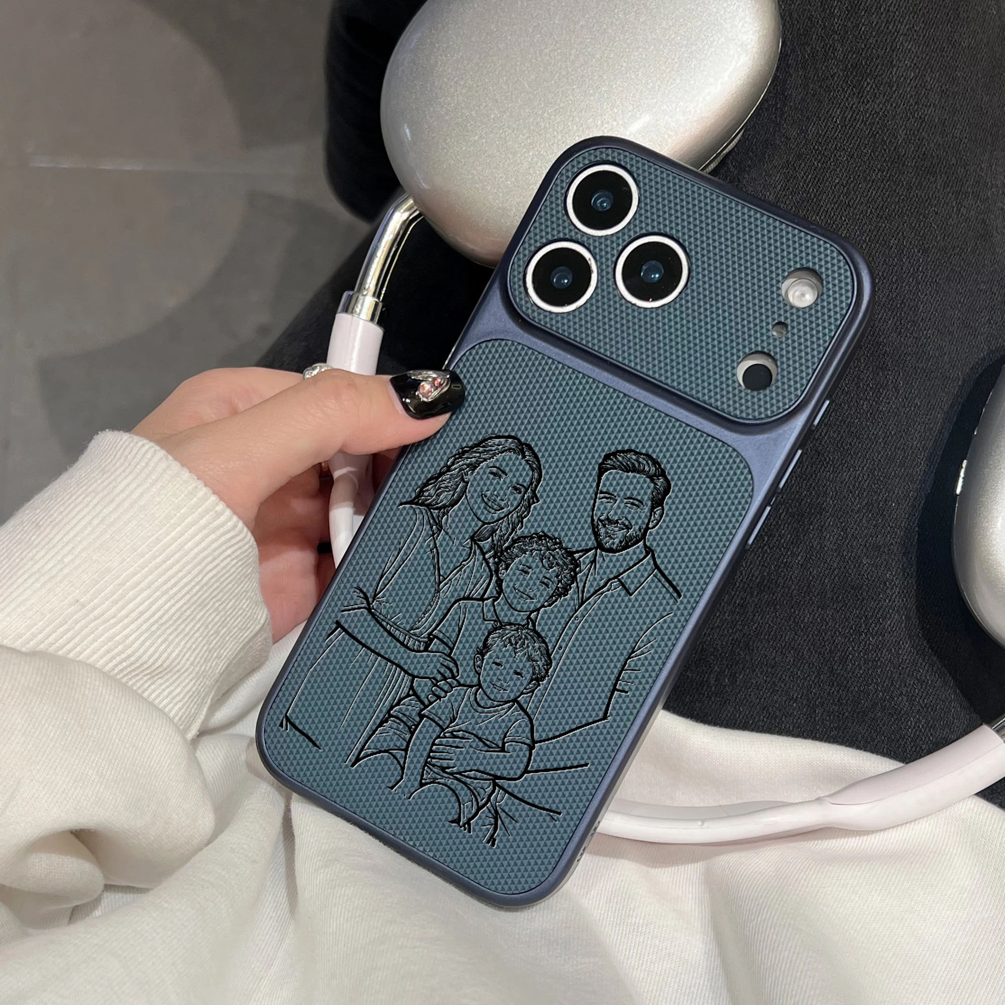 Custom Photo Hand Drawn Lines Phone Case for iPhone 17 thumbnail 4