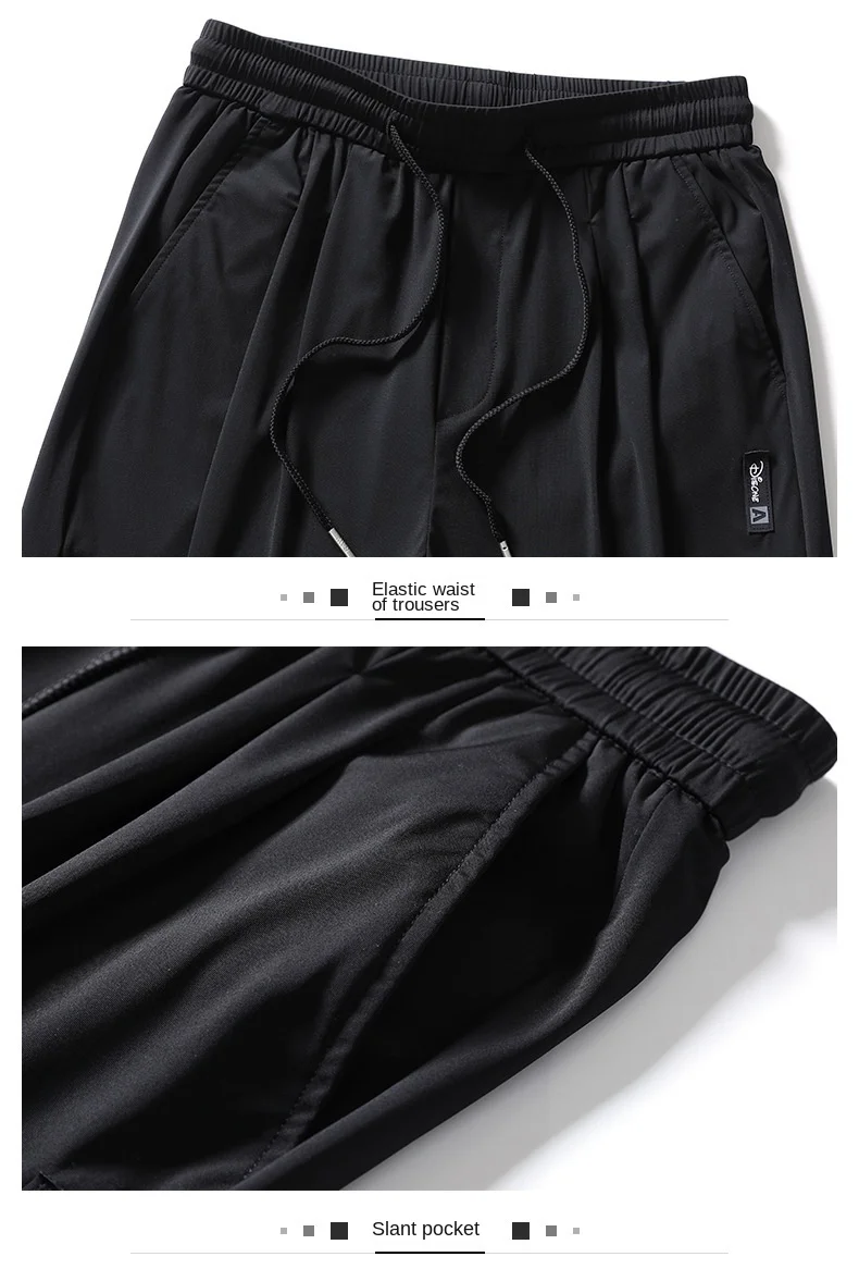 harem pants Silk ICE Thin Summer men trousers Loose Korea Clothing Ankle Length jogging pants men Drawstring Sportswear tracksuit joggers black harem pants