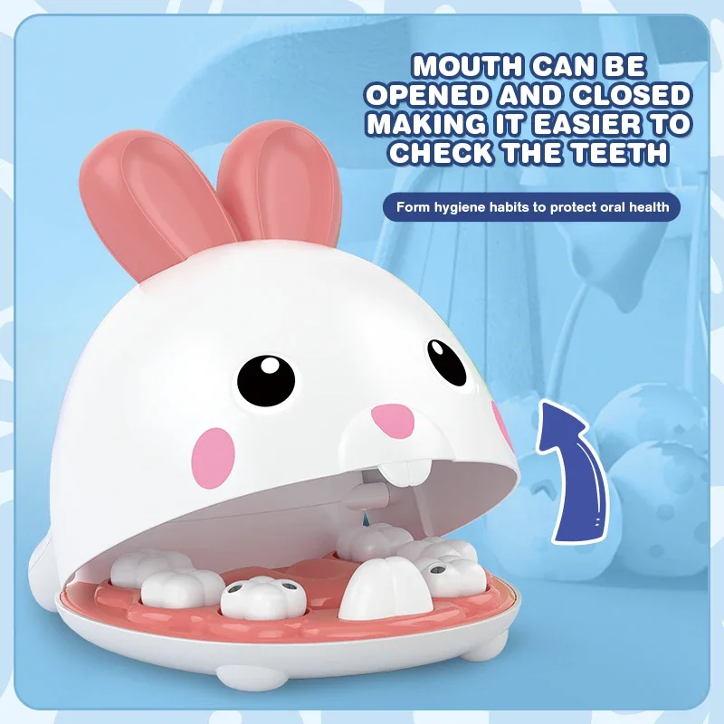 Rabbit Dentist Pretend Play Set Cute Children Montessori Toys for Girl Check Teeth Model Doctor Role Play Baby Kid Learning Toy
