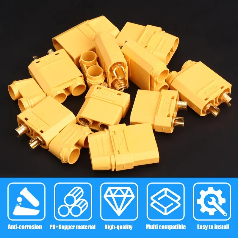 Lot Connecteurs XT90 Mâle/Femelle pour Batterie RC - 1 à 10 Paires