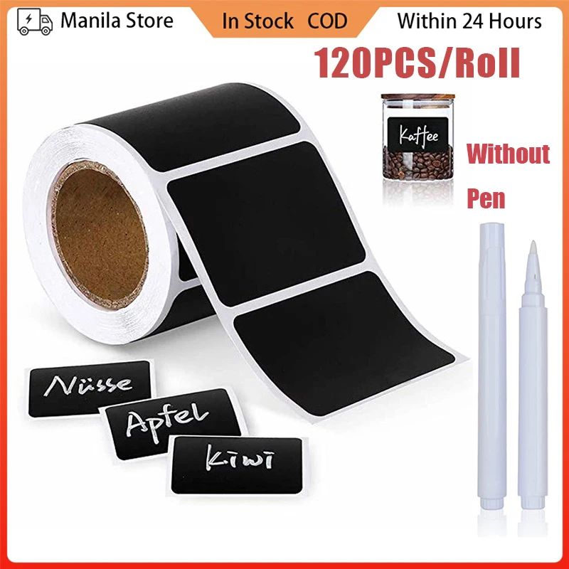 Label Stickers 120pcs/roll Jars Erasable Chalkboard Waterproof Craft Kitchen Blackboard Tag Marker Without Pen