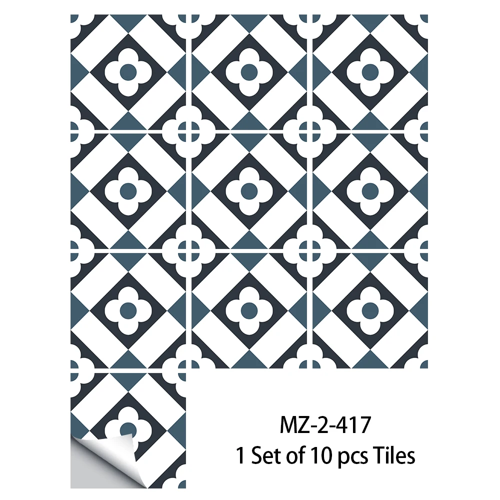 Description Picture 3 of item10pcs Bohemian Style Tiles Wall Sticker Kitchen Backsplash Oil-proof Bathroom Wardrobe Waterproof Peel & Stick Art Wall Decals