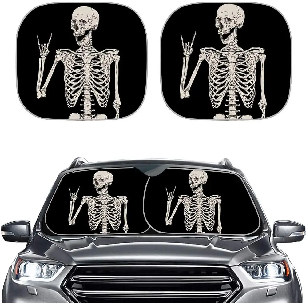 

Human Skeleton Windshield Sunshade Car Front Travel Outdoor Custom Sunshade 2 Pack Car Truck SUV Personality Shield