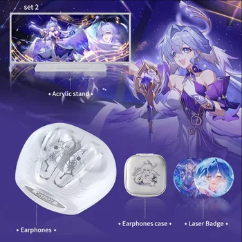 Honkai Star Rail Robin's Earphones TWS Bluetooth Headset Wireless Headphones Earbuds with Robin Sound Badge Acrylic Stand Gift
