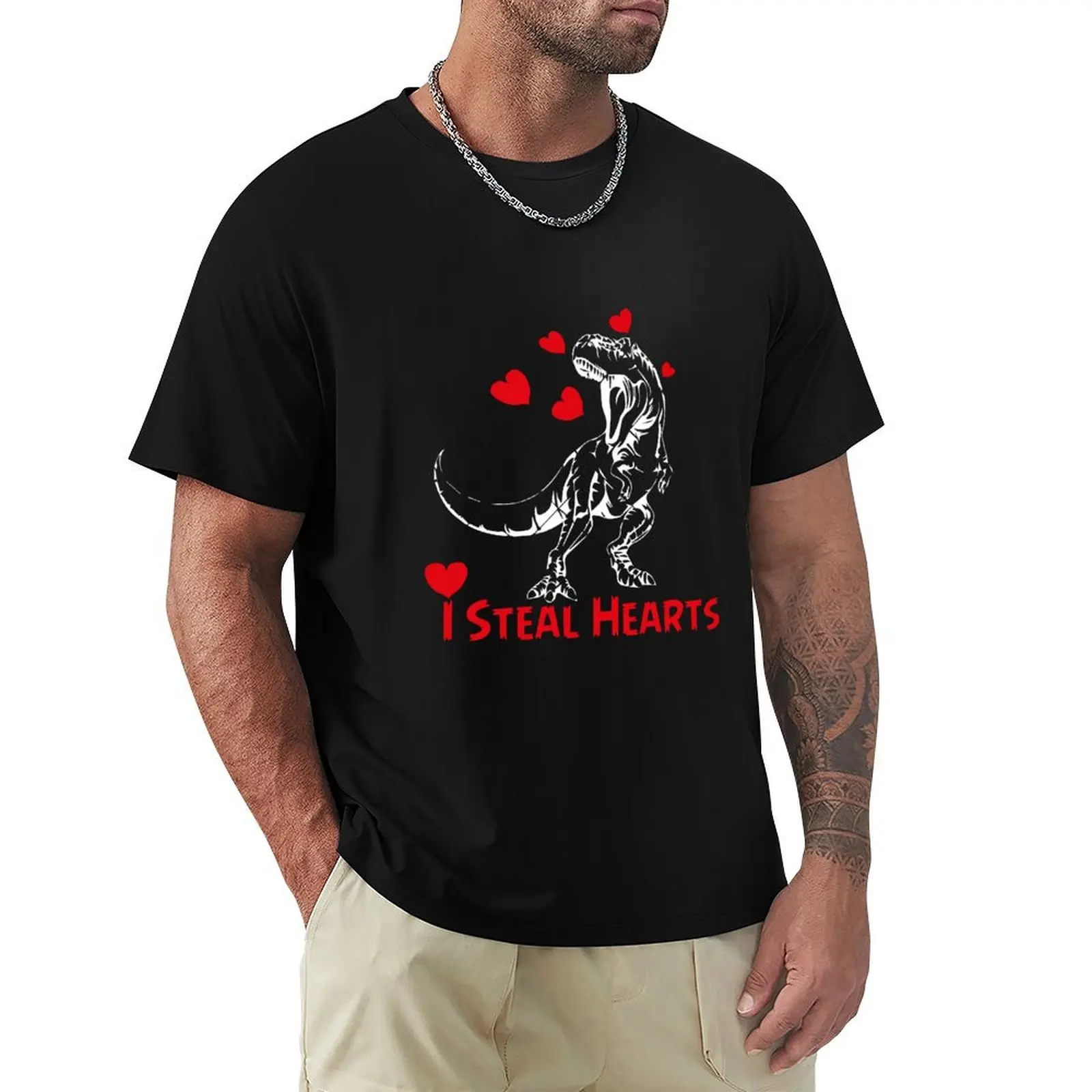 I Rubber Hearts Trex Dino Baby Boy San Valentino T-Shirt Blacks Oversize Abbigliamento Uomo