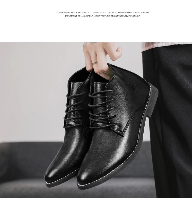 2023 New High-top Men's Casual Leather Shoes Classic White Business Men's Derby Shoes Fashion Pointed toe Dress Shoes Men Oxford
