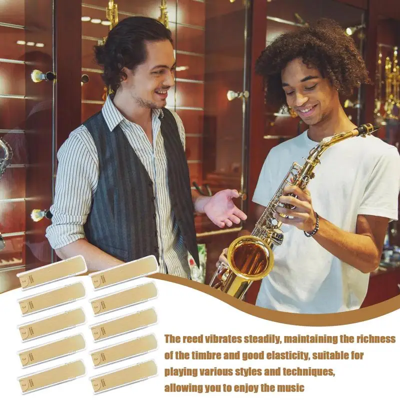 Hardness 1.0 1.5 2.0 2.5 3.0 3.5 10pcs Alto Saxophone Reeds Saxophone Whistle Pieces Natural Reed Replacement Parts