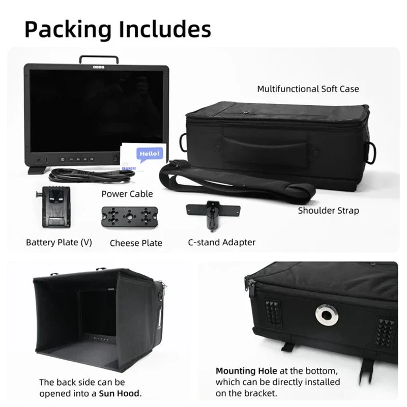 OSEE Mega 15S 15inch 1500 Nits Higher Bright Pro HDMI 3G-SDI HDR Field Production Monitor Camera Assist Monitor